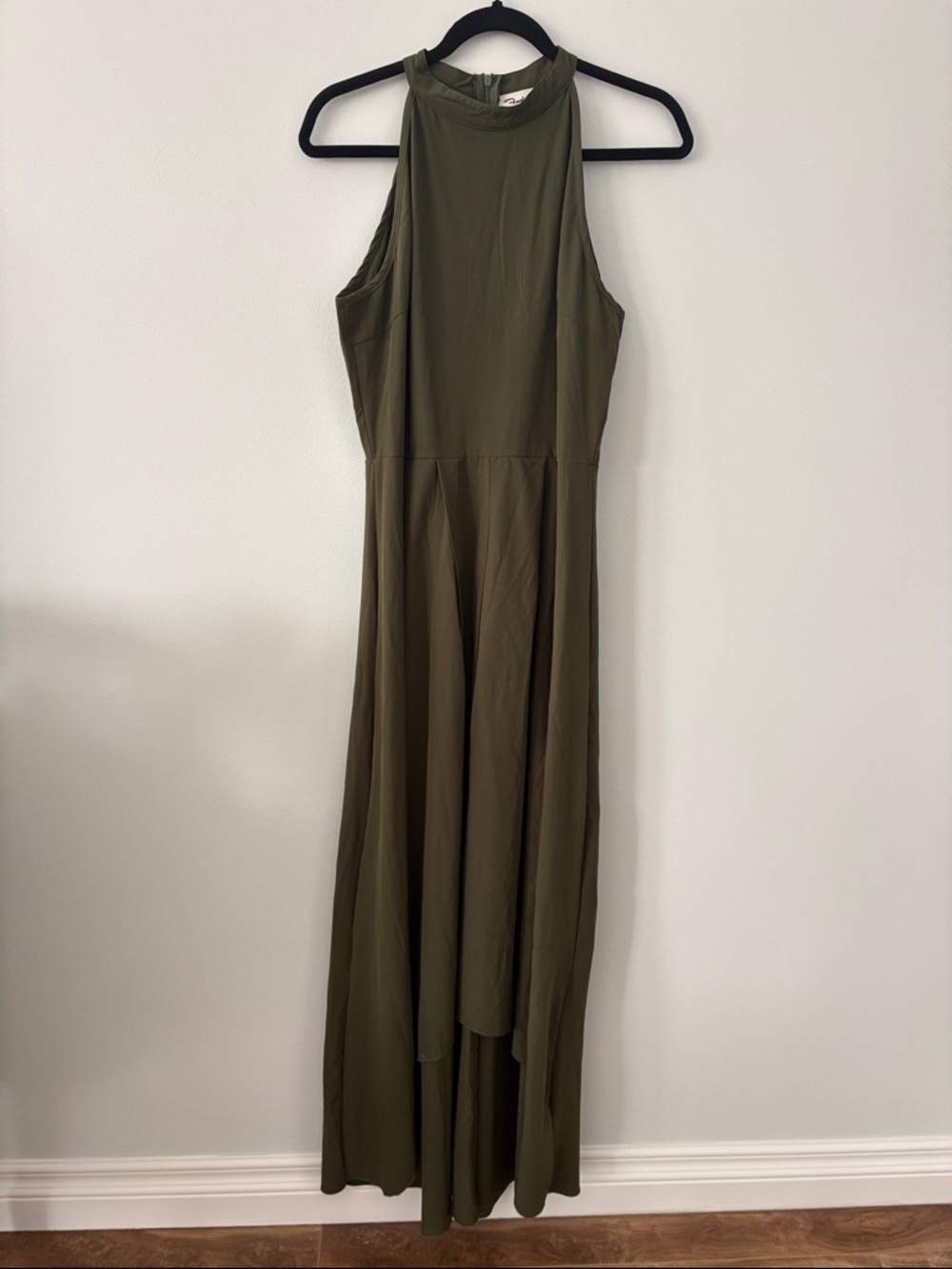 Olive High-Neck Sleeveless Maxi Dress
